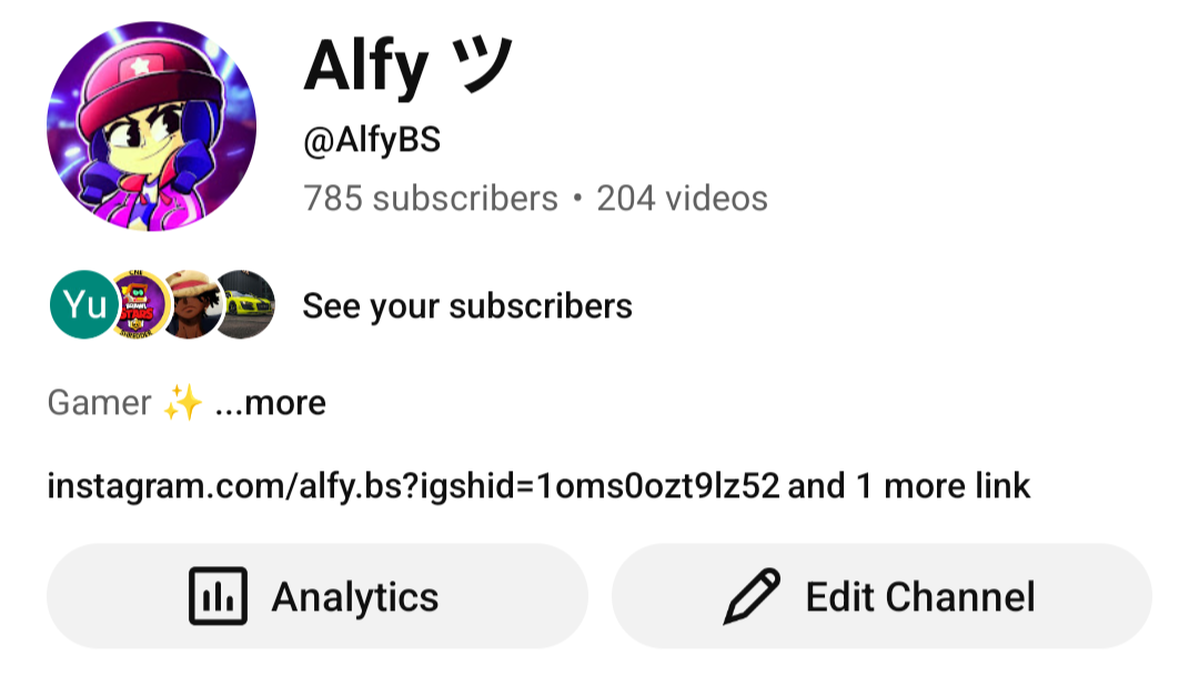 YouTube channel screenshot for AlfyBS