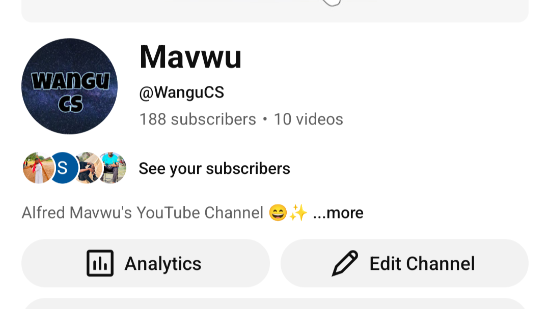 YouTube channel screenshot for WanguCS